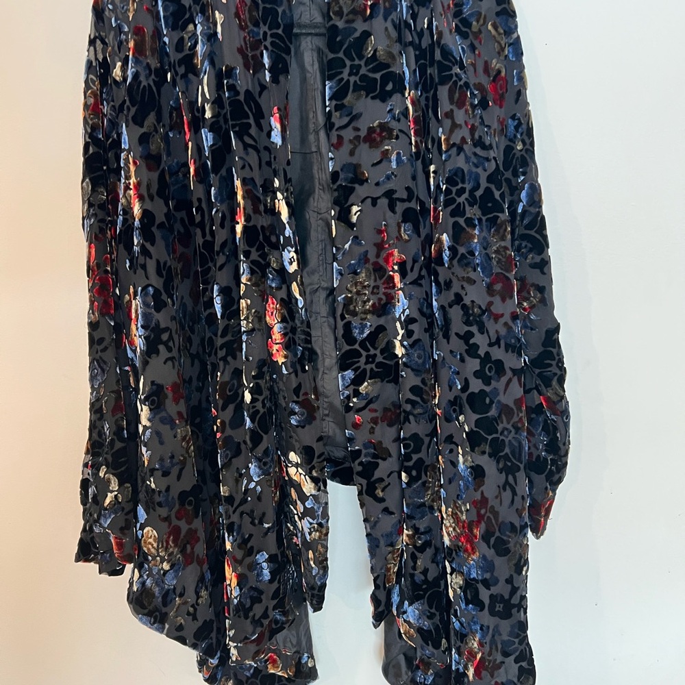 Winter Kate Velvet Jacket with Blue and Black Floral Design